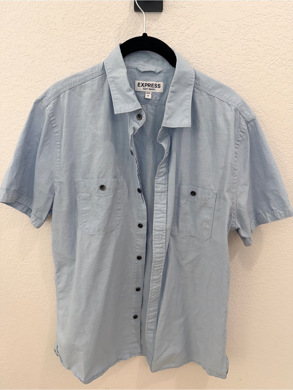Express Men’s Light Blue Short Sleeve Button-Up Shirt